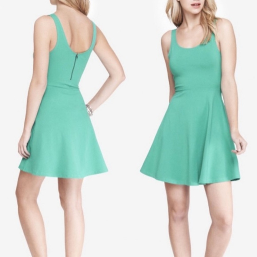 Express Sea Foam Green Fit and Flare Skater Dress